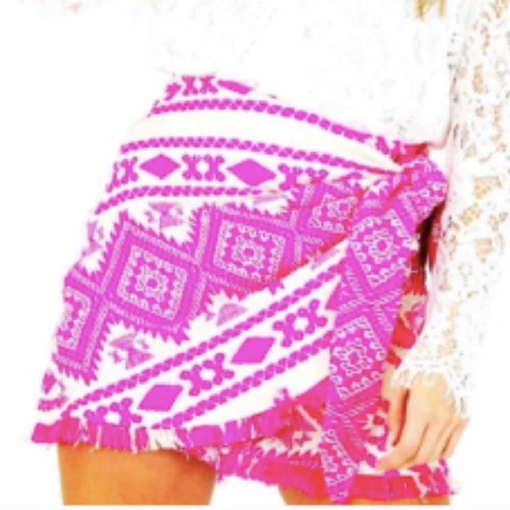 Judith March Jacquard Wrap skirt Hot pink/white